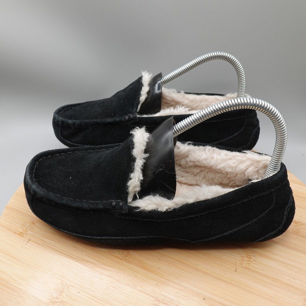 UGG Shoes Women 6 Black Ansley Suede Moccasin Slippers Comfort Casual 1120886K - Picture 1 of 9